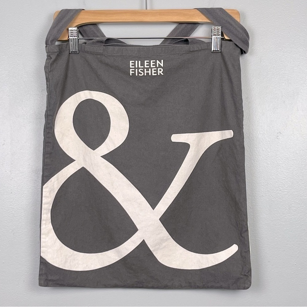 Eileen Fisher gray 100% organic cotton logo tote bag.